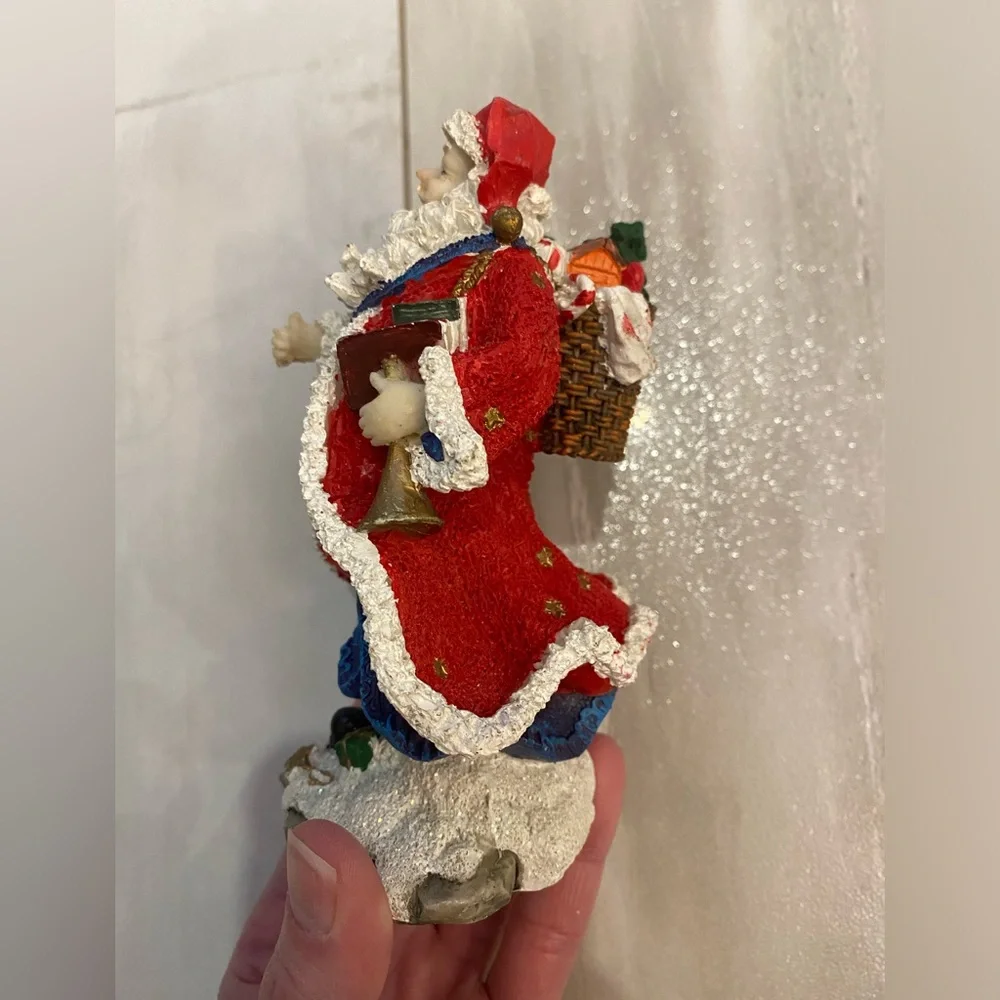 Festive Holiday Painted Composite Traditional Christmas Santa Figurine